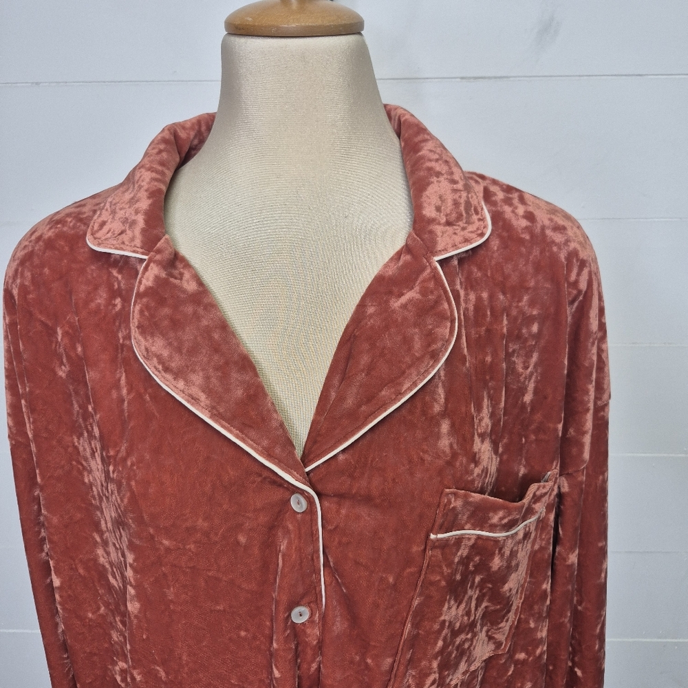 Aerie Crushed Velvet Pink Pajama Set Size XL - Picture 3 of 16